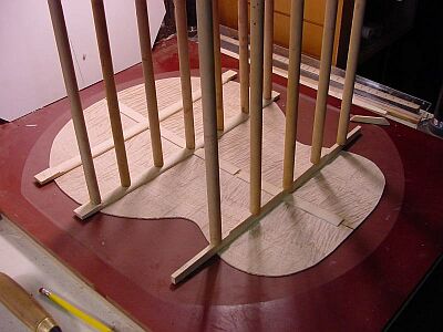 Gluing the bracing to a maple back